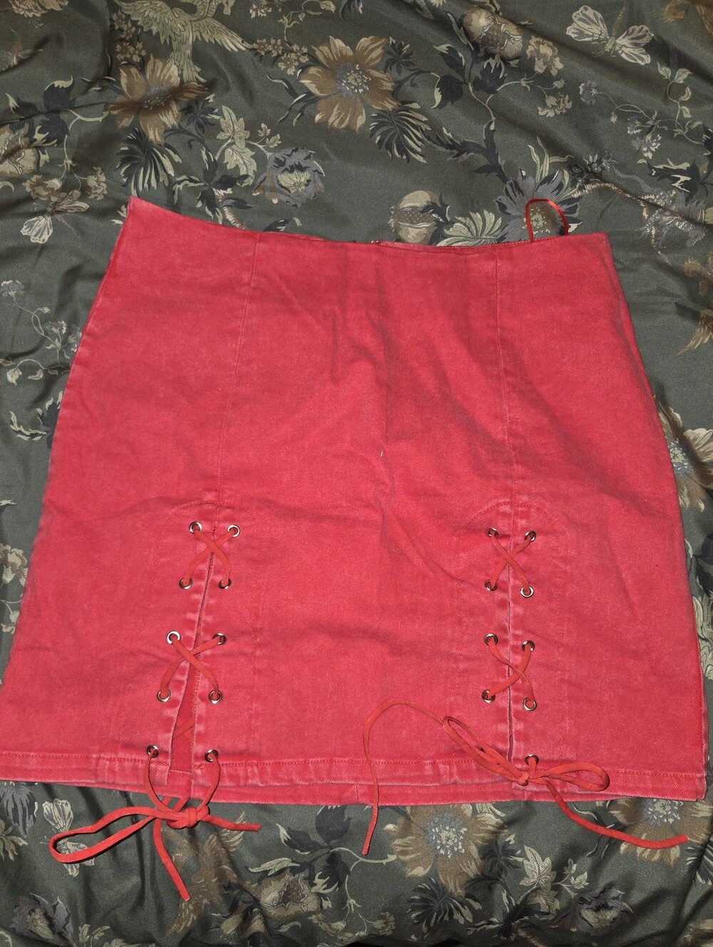 ASOS Red Lace-Up Mini Skirt